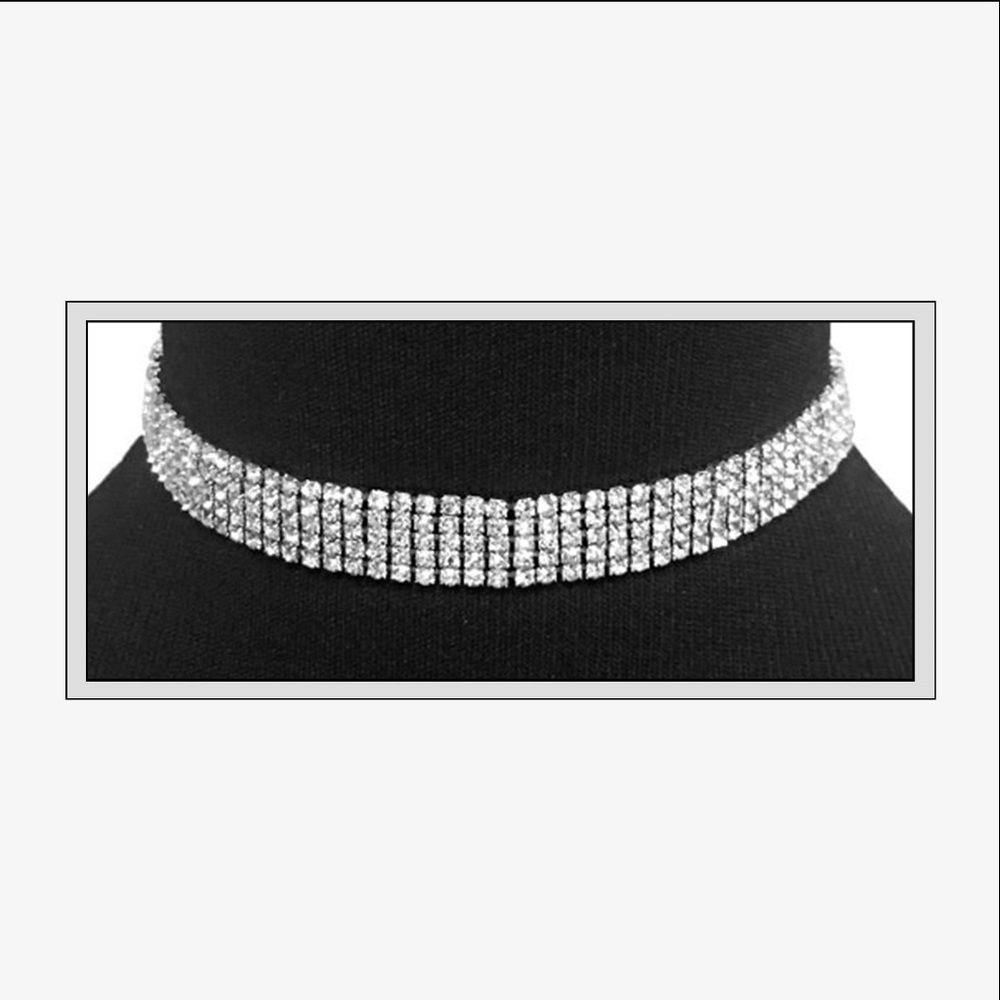 Silver Rhinestone Choker